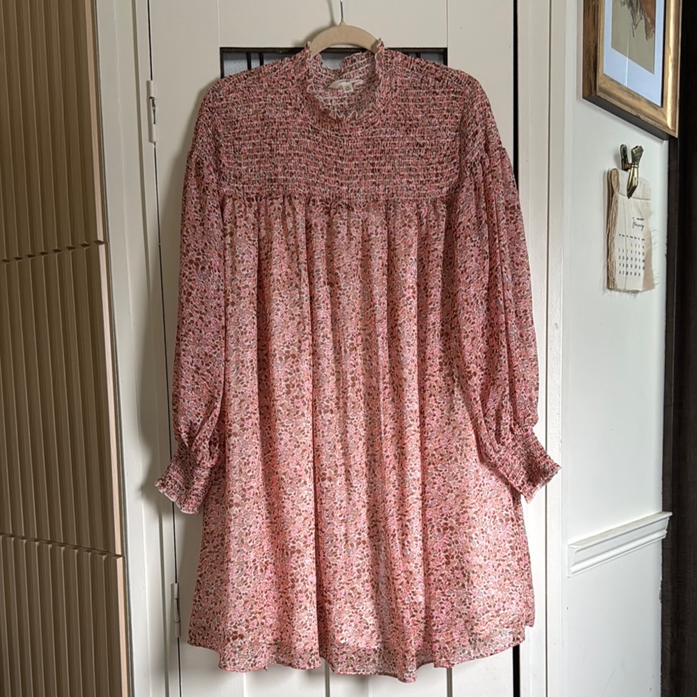 NWOT Floral Pink Long Sleeve Dress